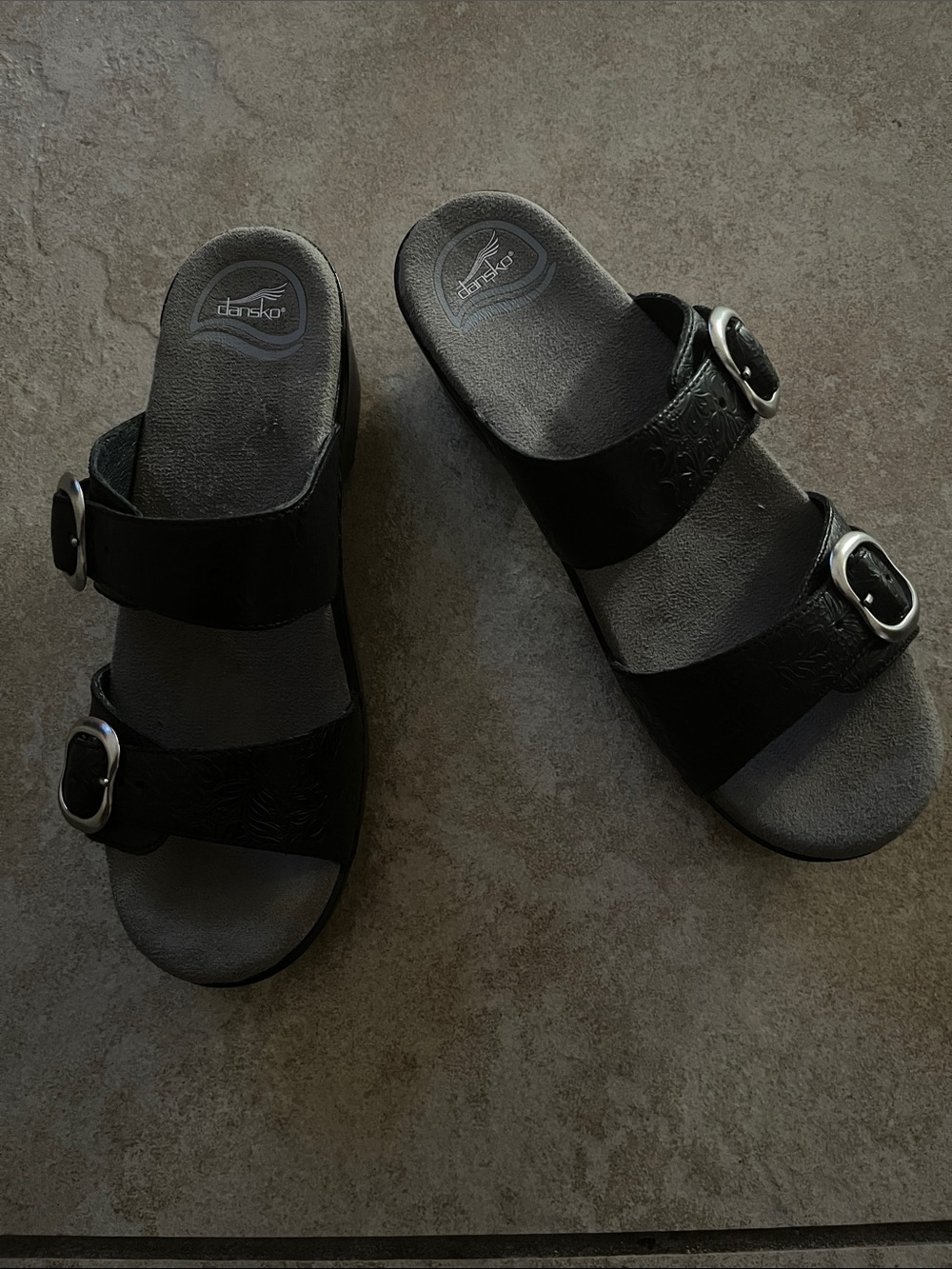 Dansko Black Double-Buckle Slide Sandals